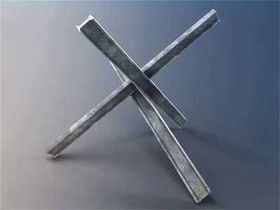 Crossed Metal Bars Forming Basic Weapon Structure With Durable Steel Material 3d model