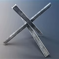 Crossed Metal Bars Forming Basic Weapon Structure With Durable Steel Material 3d model