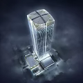 Modern High Rise Hotel Building With Glass Facade Grid Top Design And Illuminated Exterior