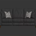 Modern Gray Three Seater Sofa With Patterned Pillows And Wooden Legs 3d model