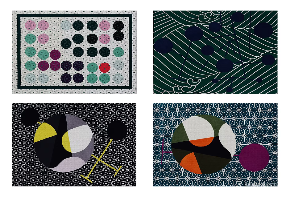 Square Rugs With Contemporary Geometric Patterns Vibrant Colors And Abstract Circular Motifs 3d model 