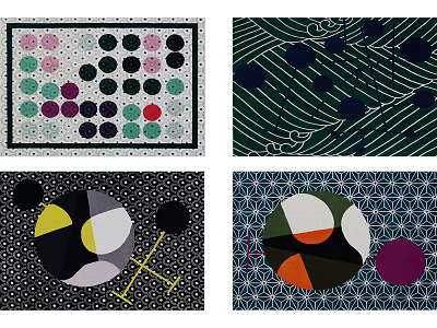 Square Rugs With Contemporary Geometric Patterns Vibrant Colors And Abstract Circular Motifs 3d model