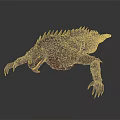 3D Model Of Ferocious Fantasy Creature Character With Spiked Back Sharp Teeth And Clawed Limbs 3d model