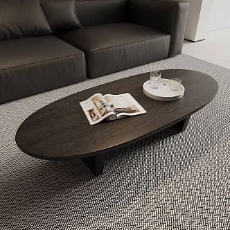 Nordic Black Walnut Oval Coffee Table 3d model