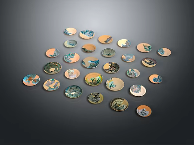 Colorful Round Decorative Household Items With Various Patterns And Diverse Designs 3d model