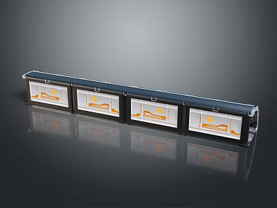 Futuristic Sci Fi Tech Device With Four Glowing Panel Windows And Orange Light Patterns 3d model