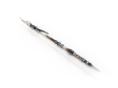 Ornate Long Silver Sword With Intricate Carvings Decorative Hilt And Sharp Blade 3d model