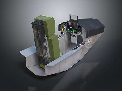 3D Model Of Industrial Mechanical Device With Green Components Black Structure And Controls 3d model