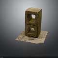 Artisan Stone Block With Double Square Holes On Slate Base Decorative Piece