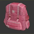 Pink Backpack With Mesh Design Metal Buckles And Side Mesh Pockets 3d model