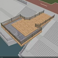 Wooden Observation Deck With Railing And Steps For Roadside Waterfront Access 3d model