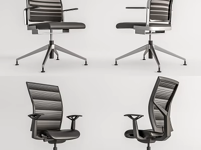 Modern Office Chair Featuring Striped Backrest Metal Frame Adjustable Armrests Swivel Base 3d model