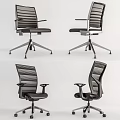 Modern Office Chair Featuring Striped Backrest Metal Frame Adjustable Armrests Swivel Base