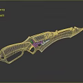 Futuristic Metallic Weapon With Sharp Blade Gold Accents And Sleek Design