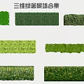 3D Green Hedge Wall Collection Showcasing Various Shrubs Designs And Textures 3d model