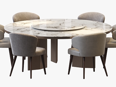 minotti marble round dining table dining chair 3d model