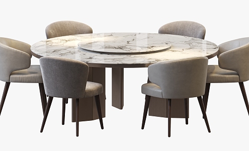 minotti marble round dining table dining chair 3d model