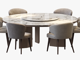 minotti marble round dining table dining chair 3d model