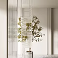 Elegant Modern Glass Partition With Geometric Patterns For Home Interior Design 3d model