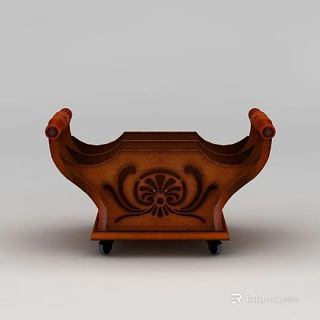 Tech Exhibition Hall Featuring Wooden Carved Decorative Tray With Wheels 3d model 