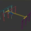 Industrial Gantry Lifting Equipment With Blue Frame And Yellow Beam Structure
