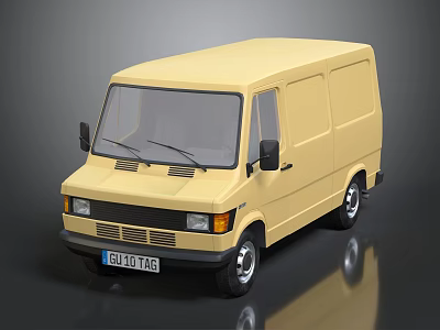 Yellow Classic Panel Van With Front View And Smooth Exterior Design 3d model