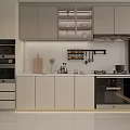 Modern Kitchen Interior Design With Stylish Upper Lower Cabinets And Appliances 3d model