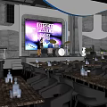 Modern Music Night Bar with Neon Lights Decor Tables and Chairs Ambience