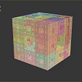 Pink Hollow Cube with Geometric Grid Pattern and Abstract Design Structure 3d model