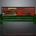 Green Park Bench With Red Wendy's Hot Juicy Burgers Advertisement