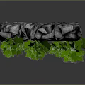 Wood and Stone Vertical Structure Decorated with Green Vines on Dark Background