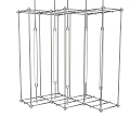 Modern Chandelier with Slim Silver Rods and White Elongated Lights Neatly Arranged with Shadows