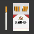 Marlboro Cigarettes Open Pack With Individual Cigarette And Red White Packaging 3d model