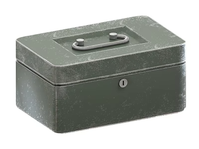 Vintage Green Metal Storage Box With Handle And Lock Closure 3d model
