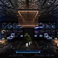 Luxurious KTV Interior With Modern Ambient Lighting And Comfortable Leather Sofas