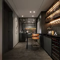 Modern Dining Living Room Interior Design With Table Chairs Ceiling Light Bookshelf And Decorative Paintings