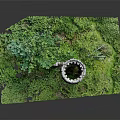 Medieval Stone Tower Model With Lush Green Vegetation And Stone Archway Details