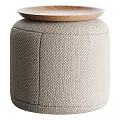 Soft Padded Light Colored Textured Fabric Ottoman For Modern Living Room Decor