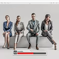 Modern multi-person sitting figure 3d model