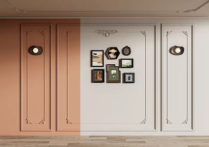 French clapboard carved plaster line 3d model