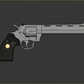 Classic Revolver With Black Grip And Shiny Metal Barrel Features