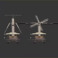 Detailed Scale Helicopter Models with Light Colored Rotors and Fuselage Design 3d model