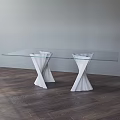 Plisset Coffee Table with Glass Top and Unique Artistic Leg Design