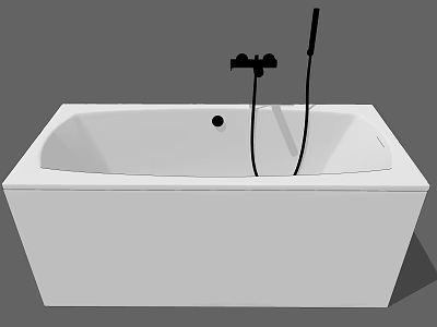 White Modern Freestanding Bathtub With Black Faucet And Handheld Shower Fixture 3d model