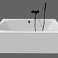 White Modern Freestanding Bathtub With Black Faucet And Handheld Shower Fixture