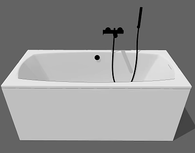 White Modern Freestanding Bathtub With Black Faucet And Handheld Shower Fixture 3d model