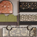 Assorted Decorative Bed Headboards Featuring Floral Patterns And Colorful Designs