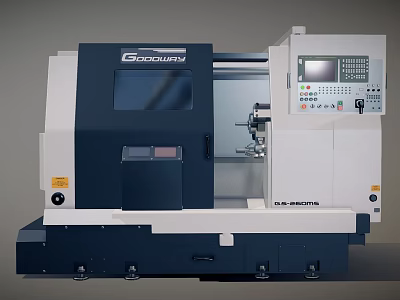 Goodway GLC 2000H CNC Lathe Industrial Machine Tool With Control Panel And Spindle 3d model