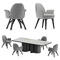 Luzaro Nordic Solid Wood Fabric Dining Table and Chair 3d model