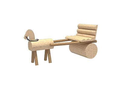 Wooden Building Blocks Kids Toy With Horse Shape And Seat Structure 3d model